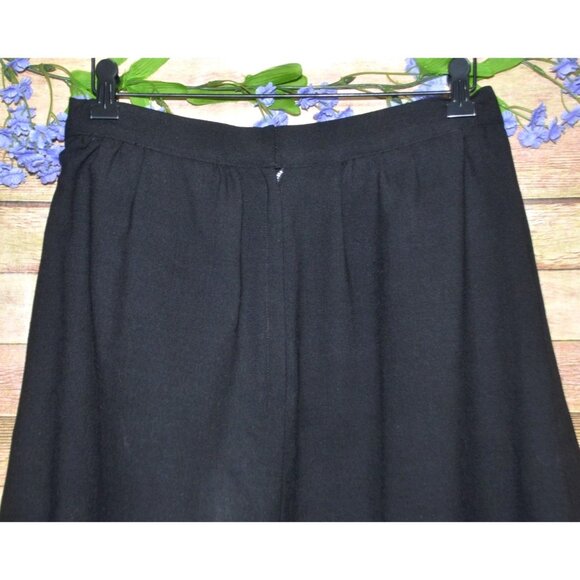 Vintage Unique Fall Handmade Ladies M Black Floral Crewel Embroidered Midi Skirt - Picture 6 of 10